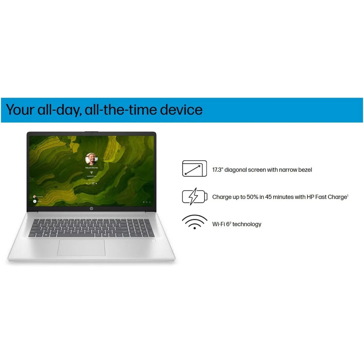 Hp 17.3" Hd Touchscreen Laptop, Intel Core Ultra 7 255U, 32Gb Ddr5 Ram, 2Tb Ssd, Backlit Keyboard, Fingerprint, Windows 11, Silver