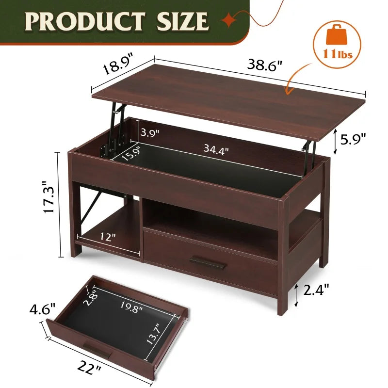 GALAXHERO Lift Top Coffee Table With Hidden Drawers