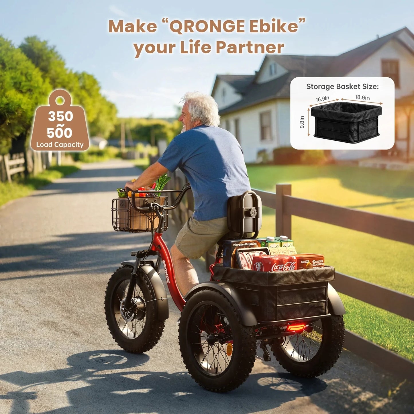 Qronge Electric Tricycle With 960W Motor And Fat Tires