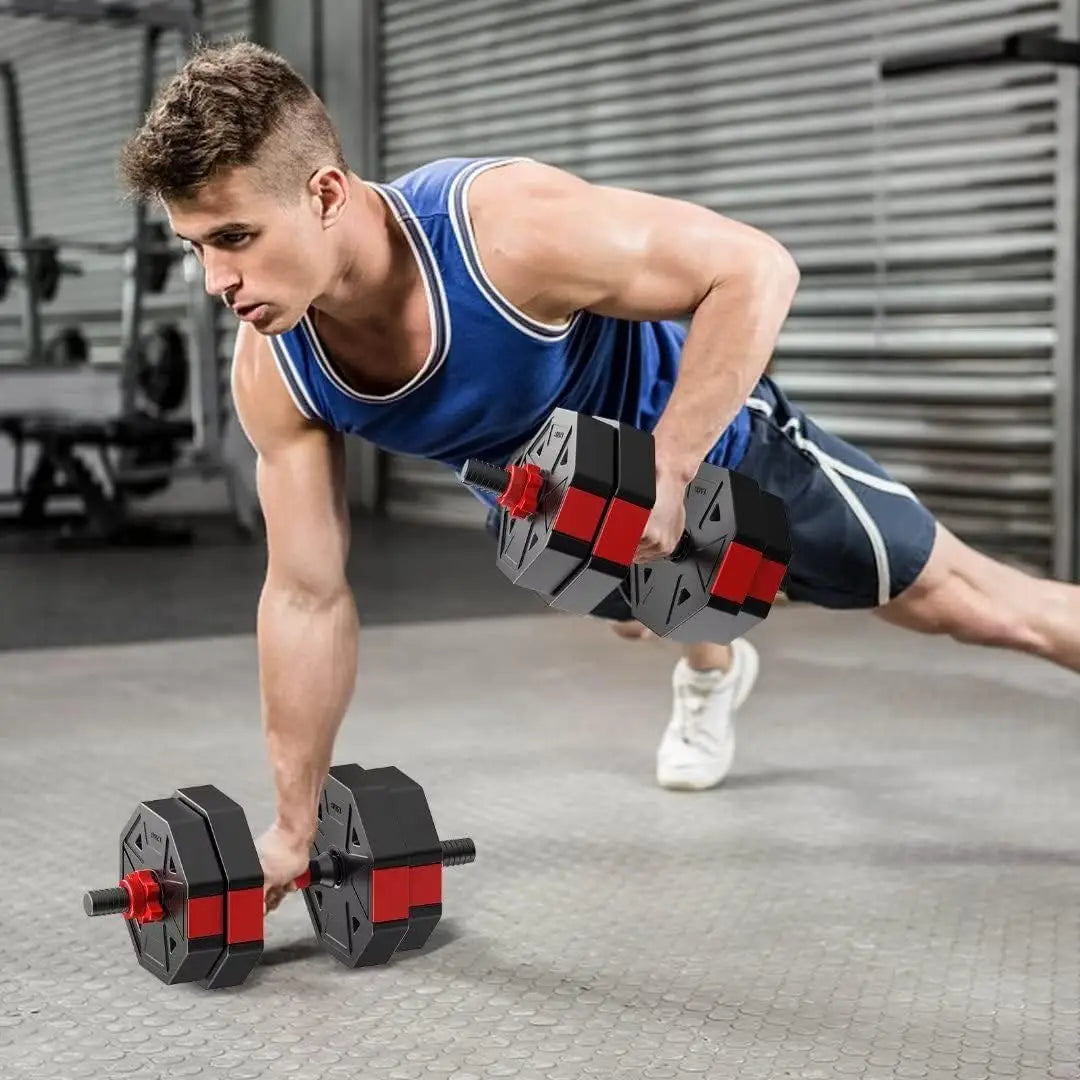 Adjustable 44-Lb Dumbbell To Barbell Fitness Set