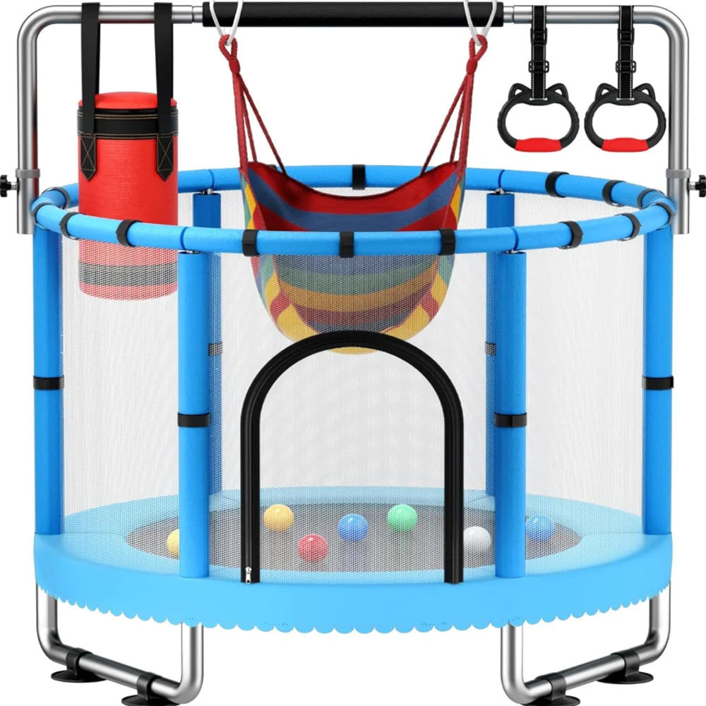 Multifunctional Kids Indoor Trampoline With Safety Net And Accessories
