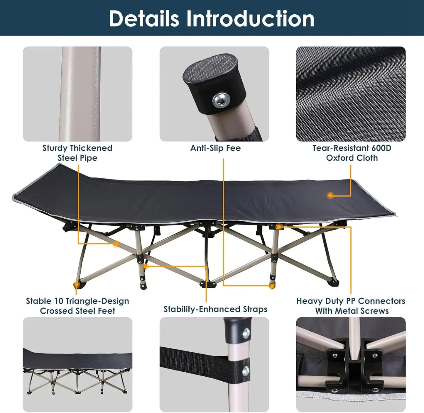 Modern Foldable Portable Outdoor Garden Lounge Sofa with Metal Frame and Foam Mattress