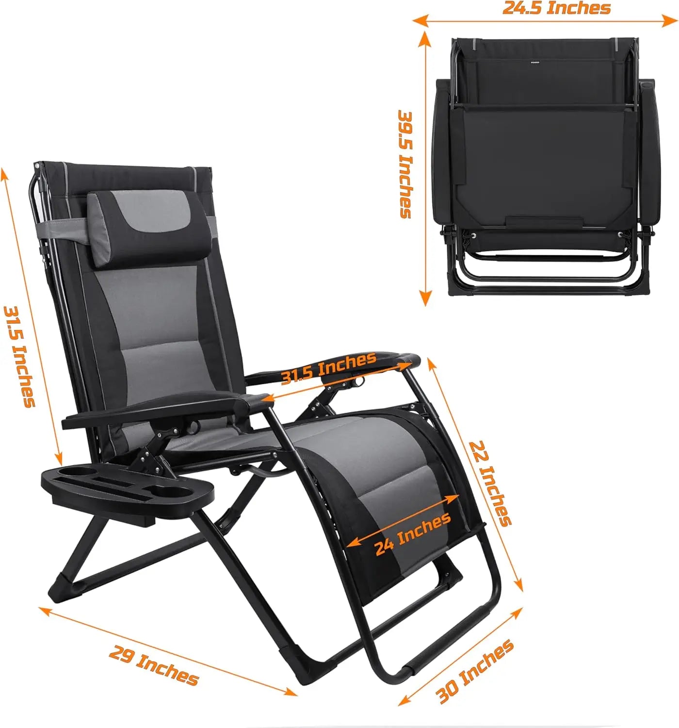 Oversize Recliner Folding Chair For Outdoors With Sunshade