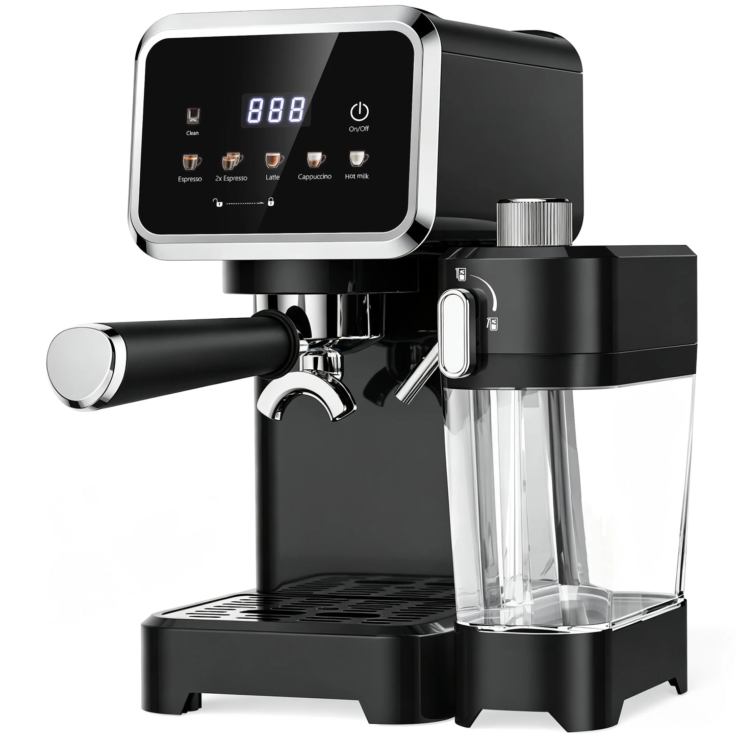 Espresso Machine with Color Touchscreen, 20 Bar Cappuccino Latte Machines with Automatic Milk Frother, Dual Boiler Stainless Steel Espresso Maker for Home, 1350W
