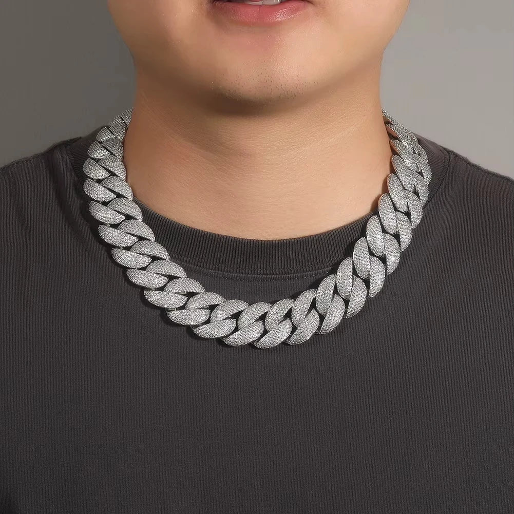 24mm Heavy Bubble Cuban Necklace Micro Paved Out Cubic Zirconia Fashion HipHop Jewelry For Party Gift