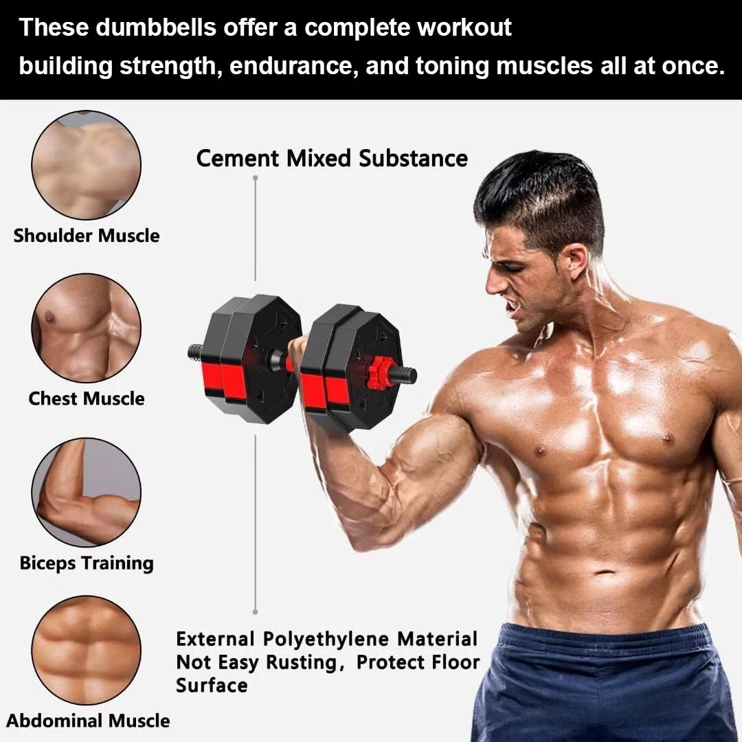 Adjustable 44-Lb Dumbbell To Barbell Fitness Set