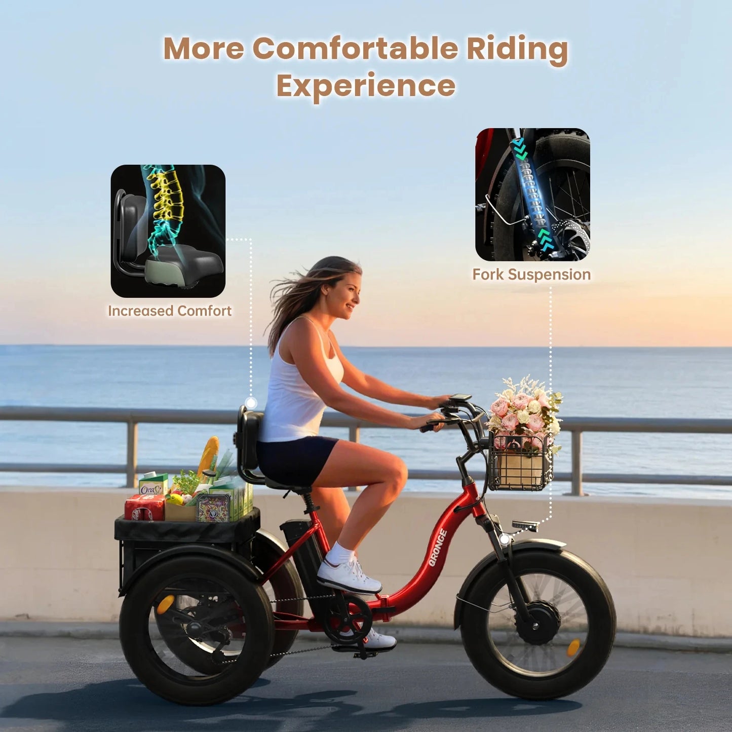 Qronge Electric Tricycle With 960W Motor And Fat Tires