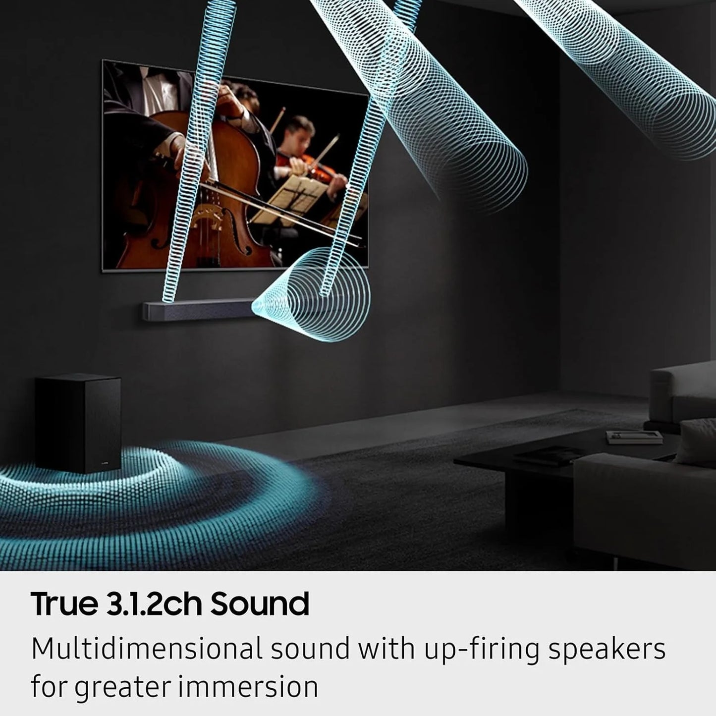 Samsung HW-Q600F/ZP Q-Series 3.1.2CH Soundbar with Subwoofer, Black, Dolby Atmos, Wireless Home Theater System