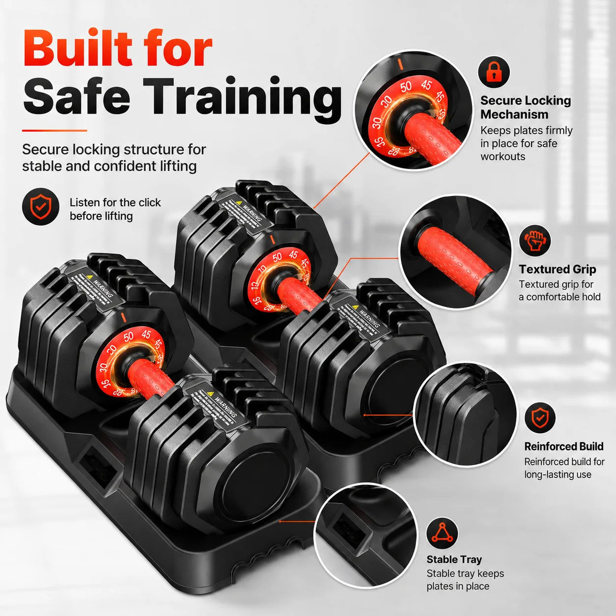 Adjustable Weight Dumbbell Set With Stand For Home Fitness