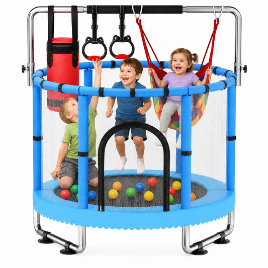 Multifunctional Kids Indoor Trampoline With Safety Net And Accessories