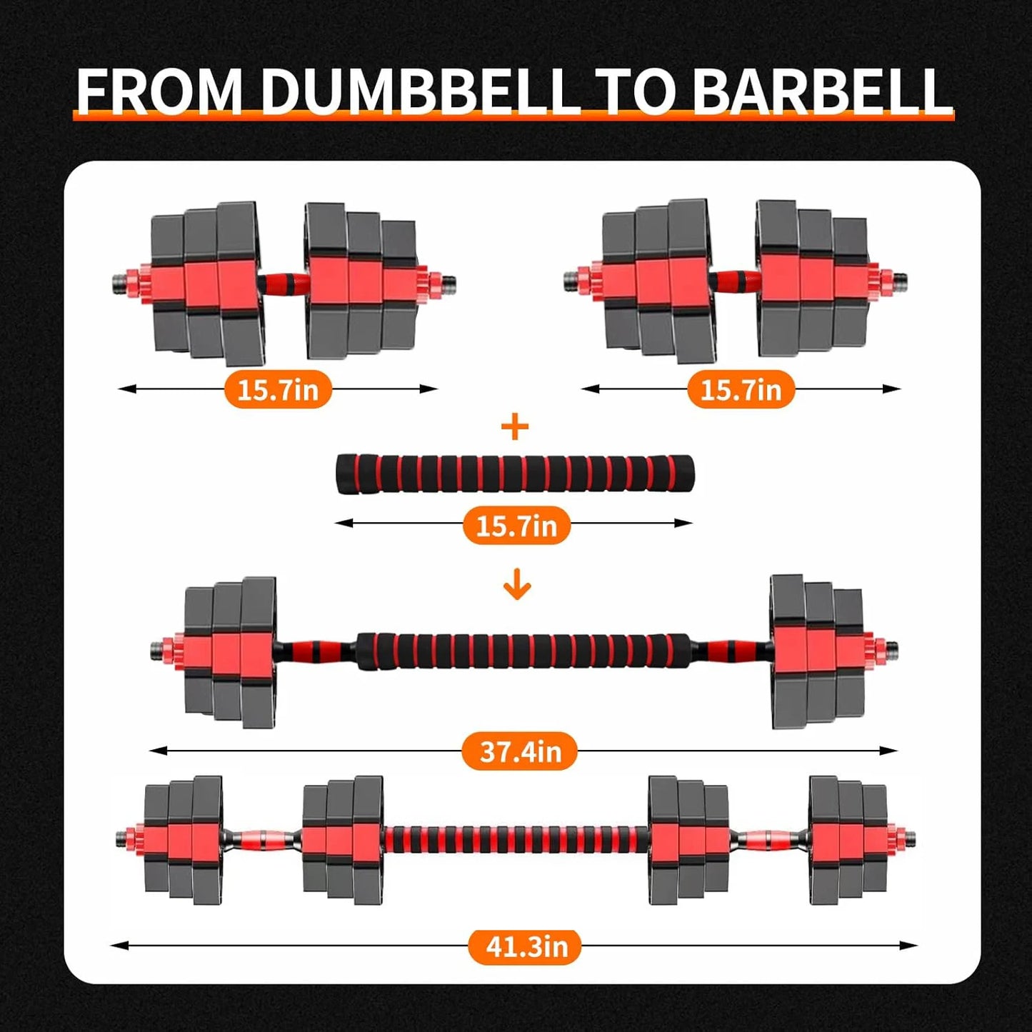 Adjustable 44-Lb Dumbbell To Barbell Fitness Set