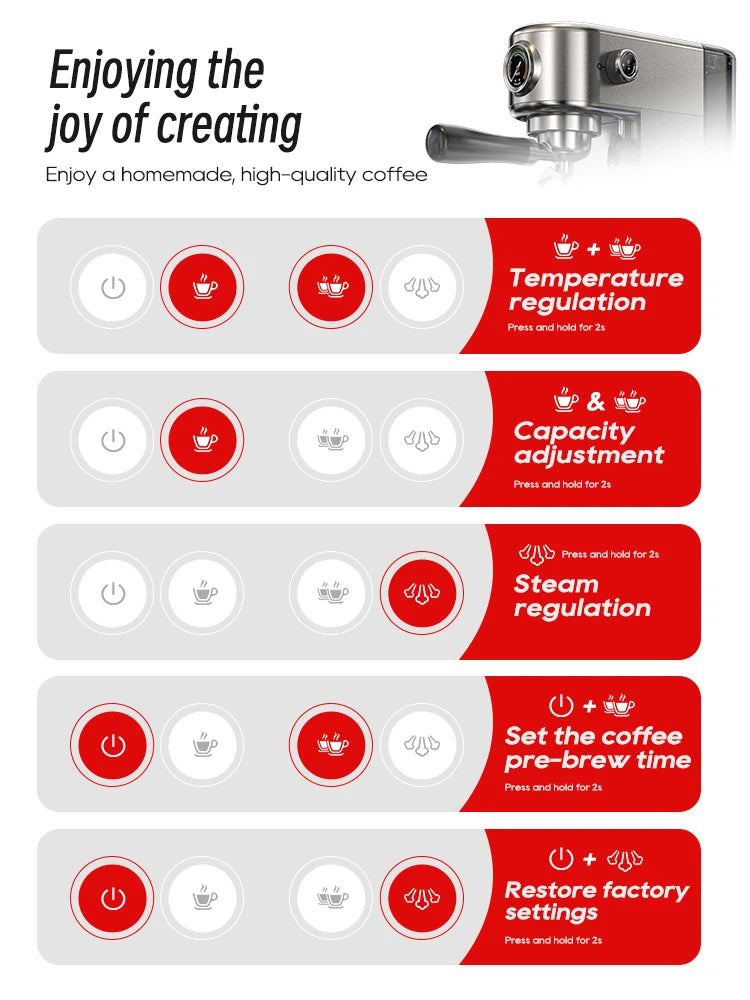 HiBREW 20Bar Semi Automatic Espresso Machine For Home Use H10B