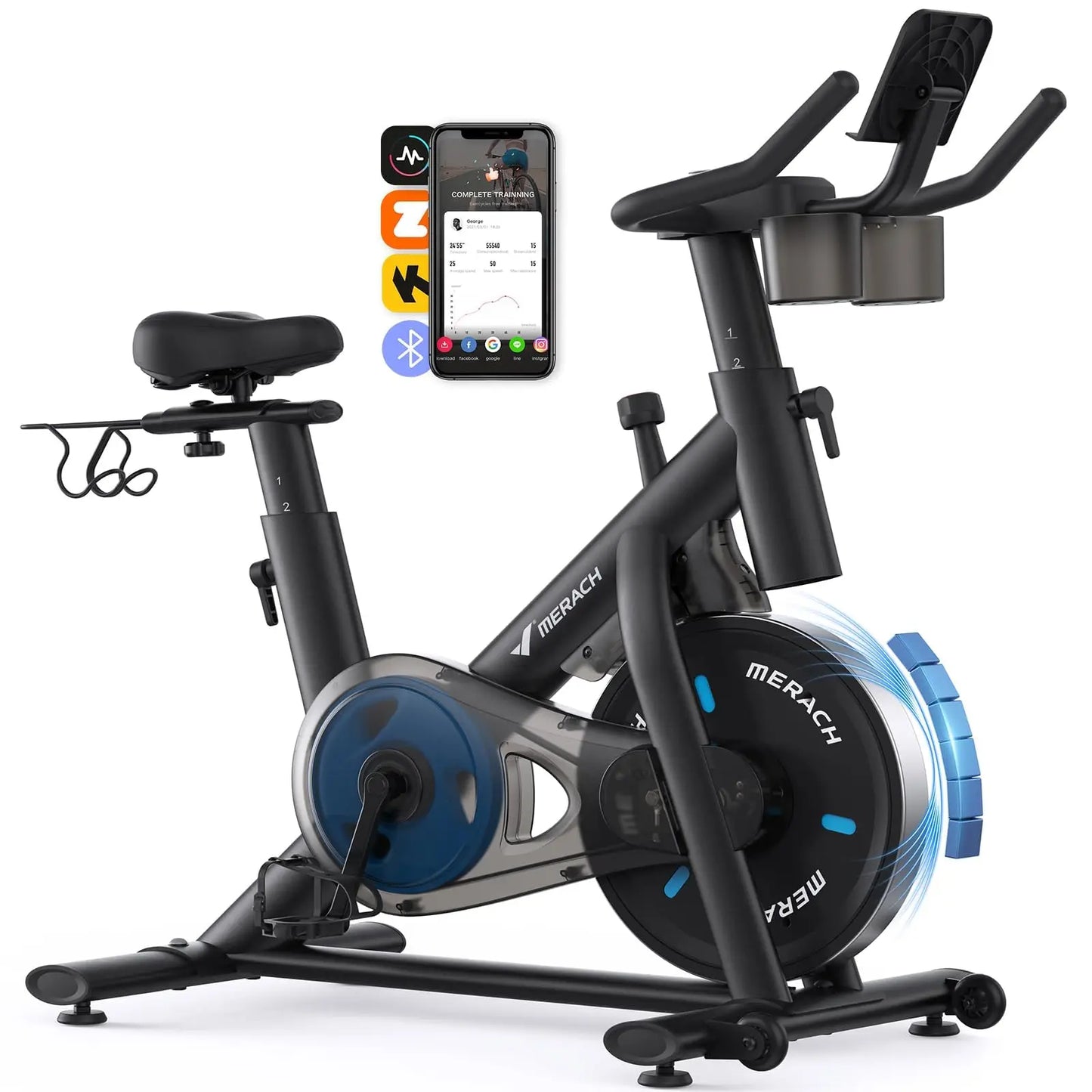 Merach Magnetic Stationary Exercise Bike With App