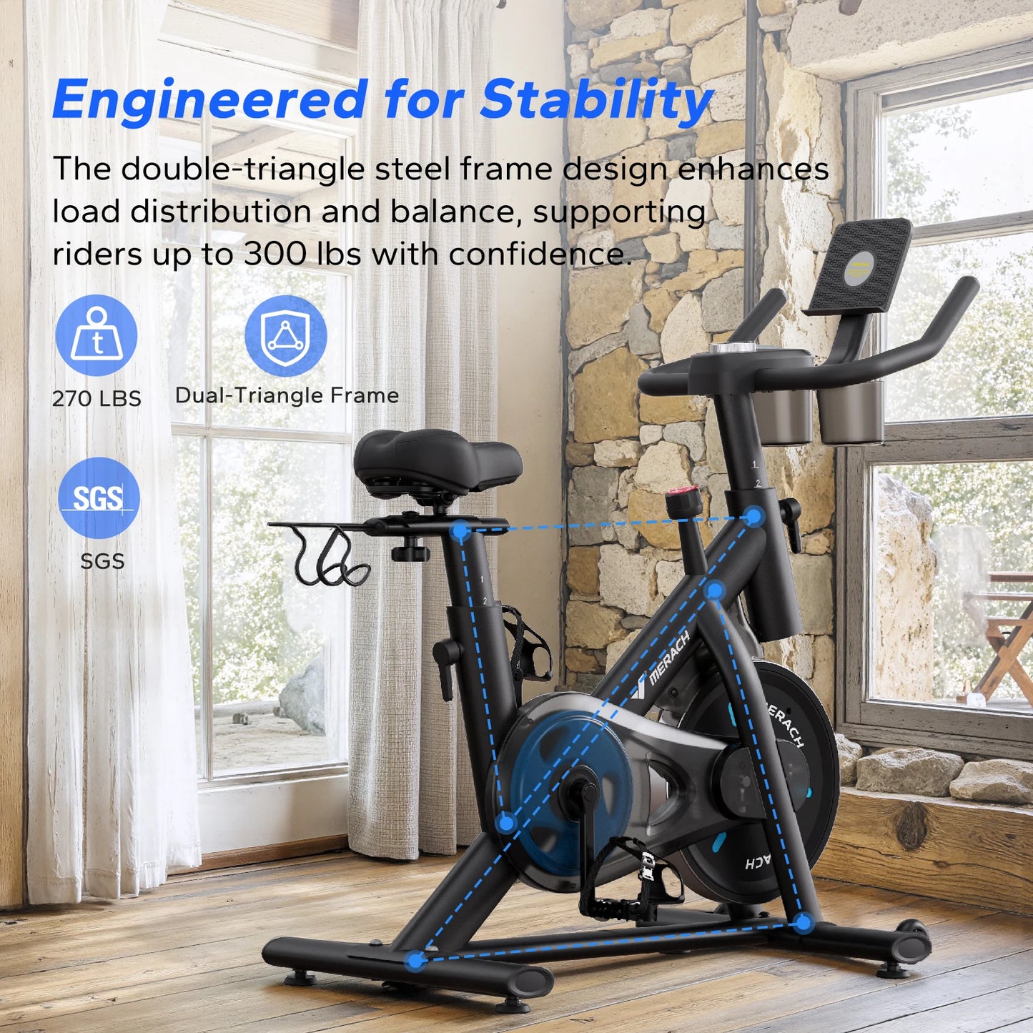 Merach Magnetic Stationary Exercise Bike With App