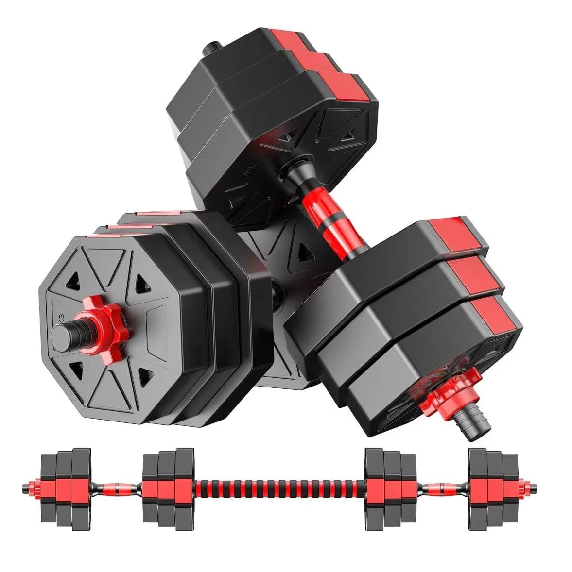 Adjustable 44-Lb Dumbbell To Barbell Fitness Set
