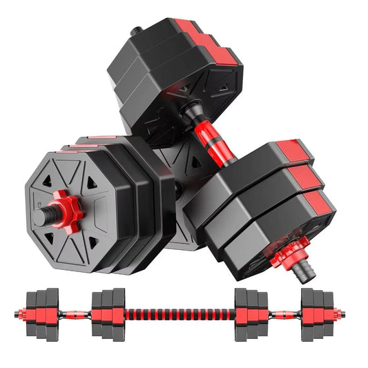 Adjustable 44-Lb Dumbbell To Barbell Fitness Set