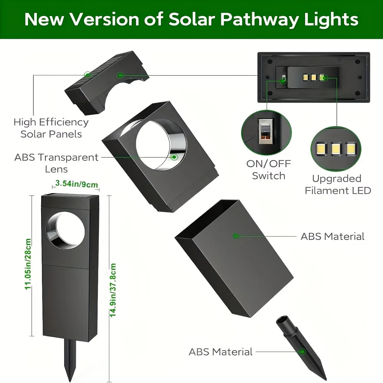Solar Pathway Lights Outdoor Waterproof Auto On Off Garden Lighting