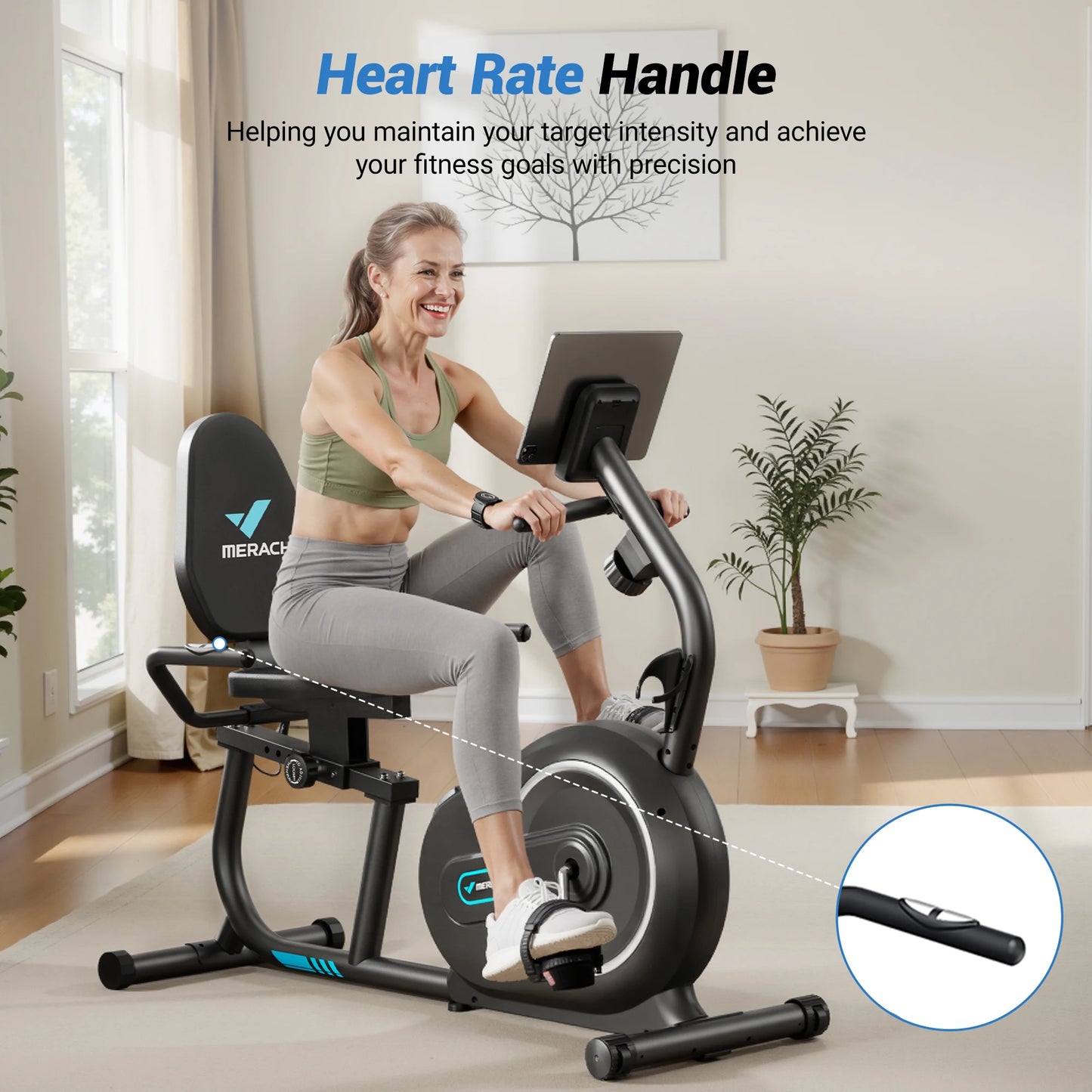 Merach Recumbent Exercise Bike With Smart Bluetooth And Heart Rate