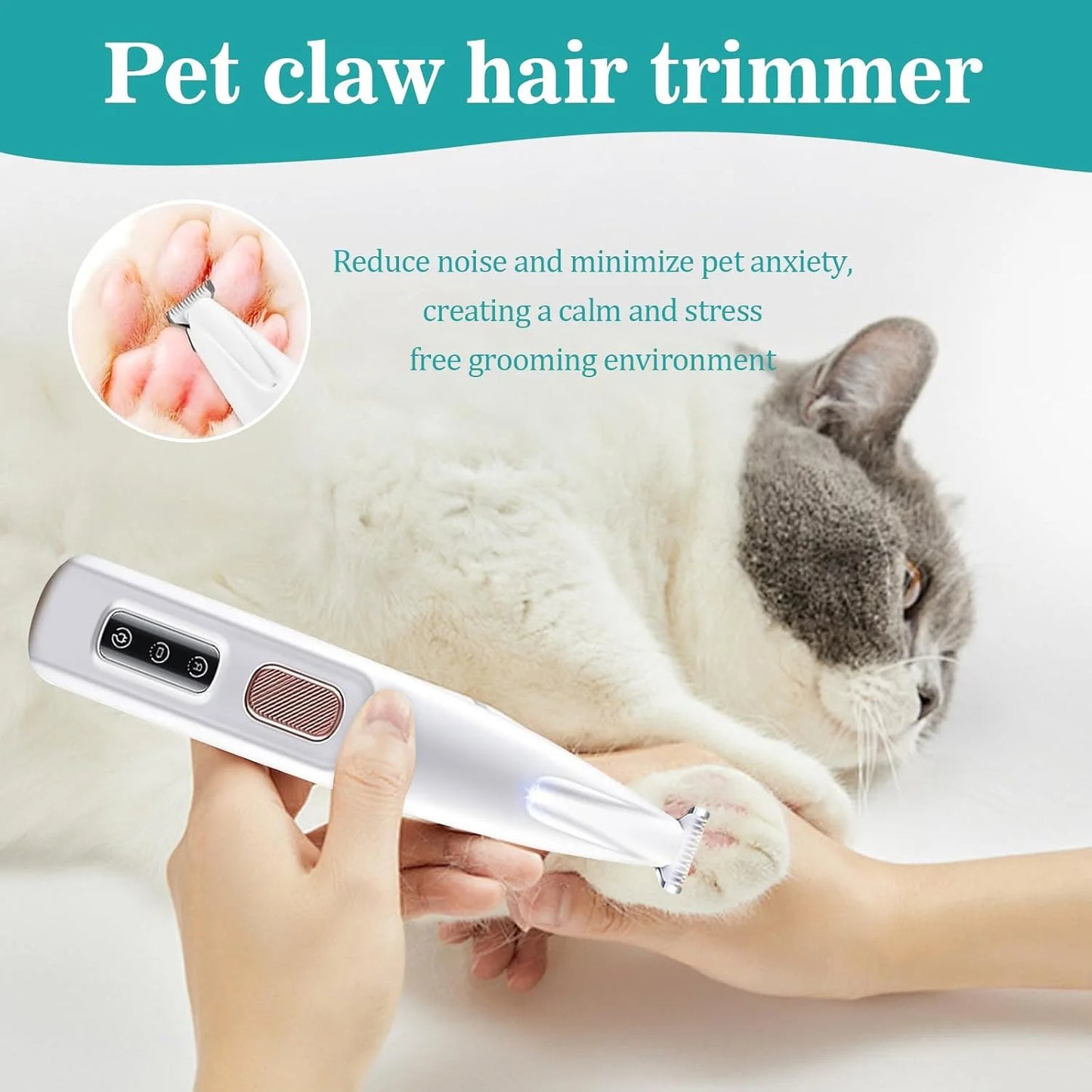 Rechargeable Paw Trimmer For Cats And Dogs With LED Light