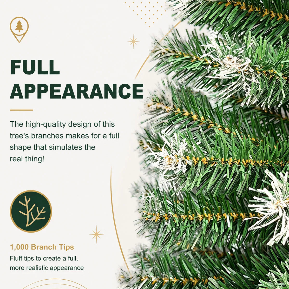 7FT Frosted Artificial Christmas Tree, Unlit Flocked Snow Pine Tree with Metal Stand & Christmas Tree Skirt, Fire Resistant PVC Holiday Xmas Tree for Home, Party, Shop Indoor Decor