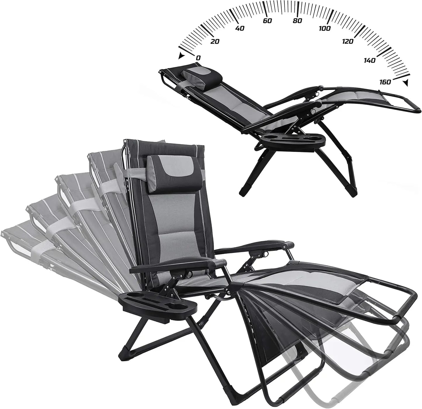 Oversize Recliner Folding Chair For Outdoors With Sunshade