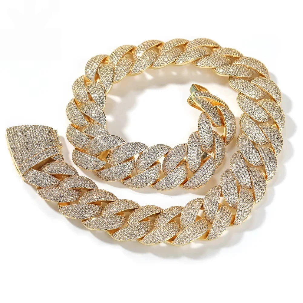 24mm Heavy Bubble Cuban Necklace Micro Paved Out Cubic Zirconia Fashion HipHop Jewelry For Party Gift