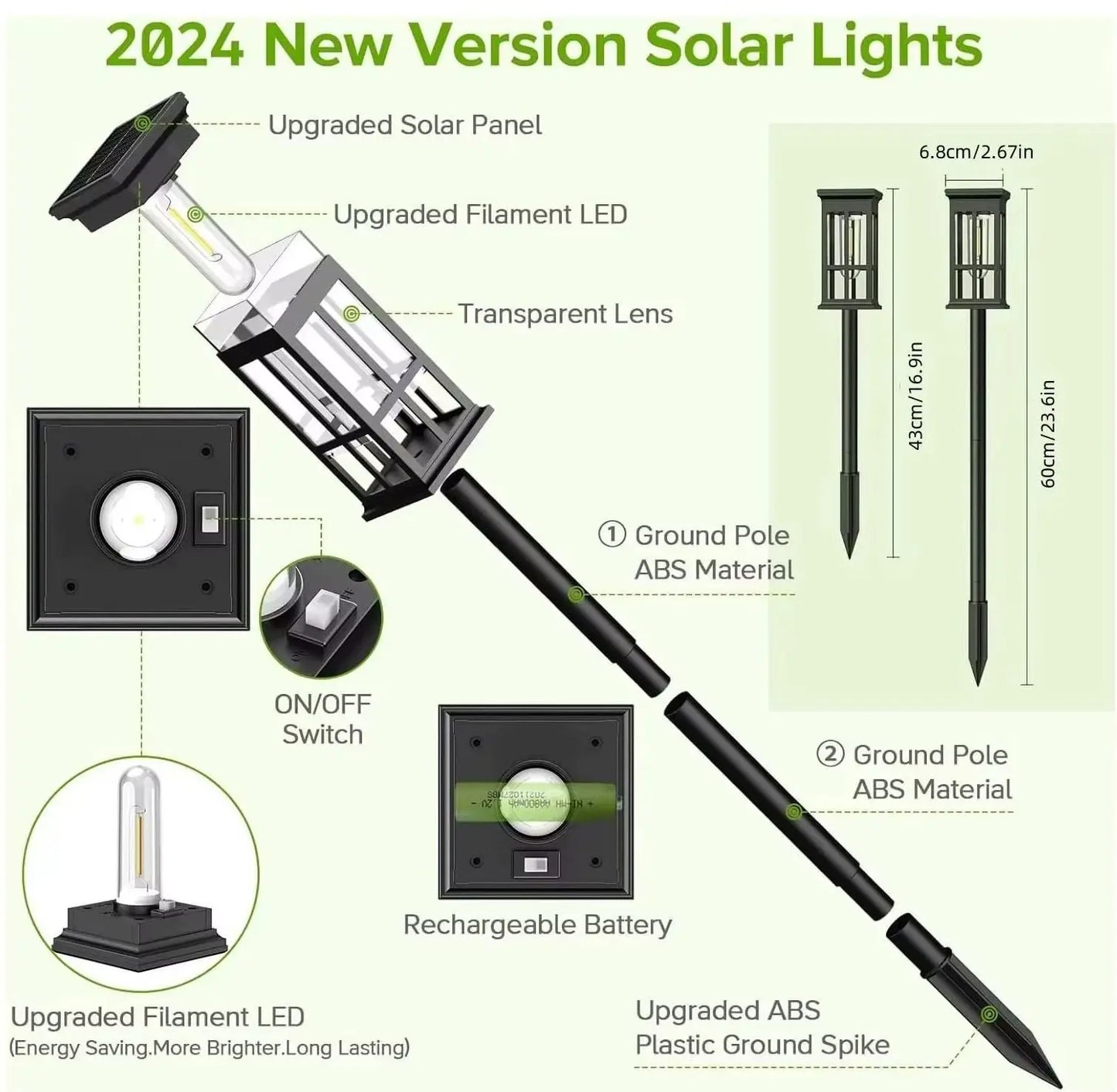 Solar Pathway Lights Outdoor LED Lamp Waterproof Landscape Garden Walkway