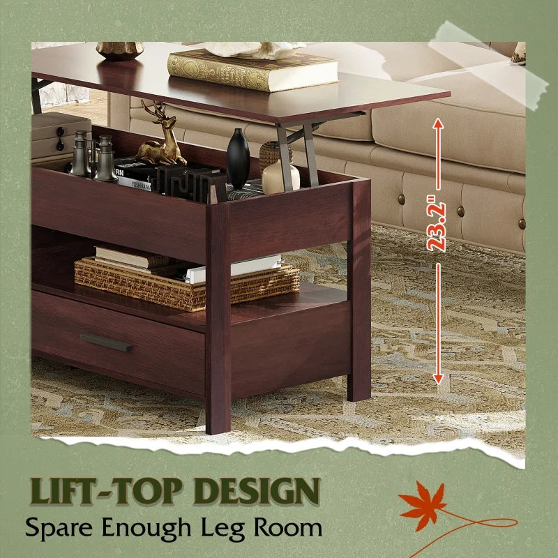 GALAXHERO Lift Top Coffee Table With Hidden Drawers