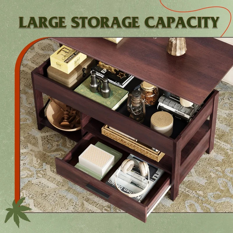 GALAXHERO Lift Top Coffee Table With Hidden Drawers