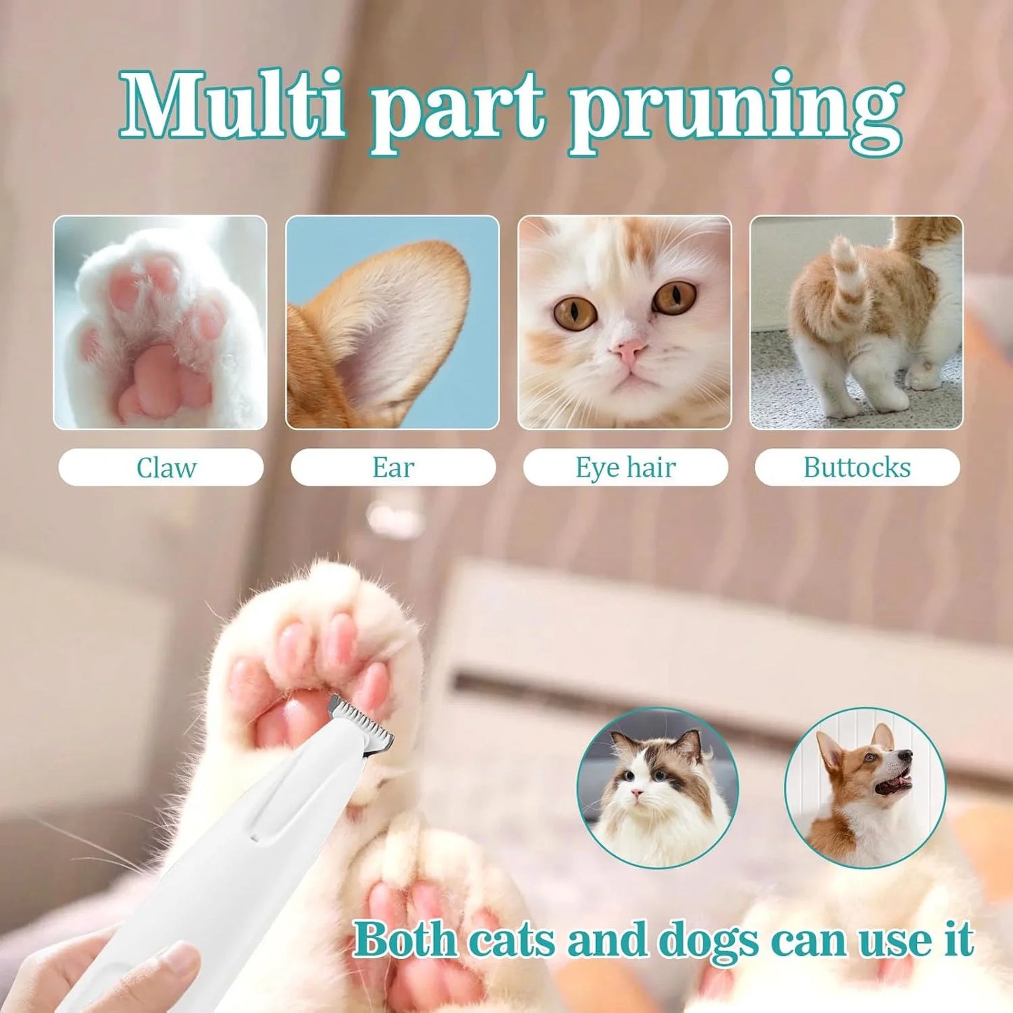Rechargeable Paw Trimmer For Cats And Dogs With LED Light