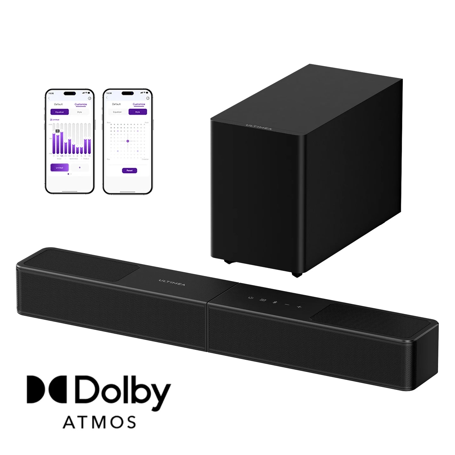 ULTIMEA Poseidon M70 312W 3.1.2ch Dolby Atmos Soundbar with 5.25'' Wireless Subwoofer&2 Up-Firing Drivers, Home Theater Speaker