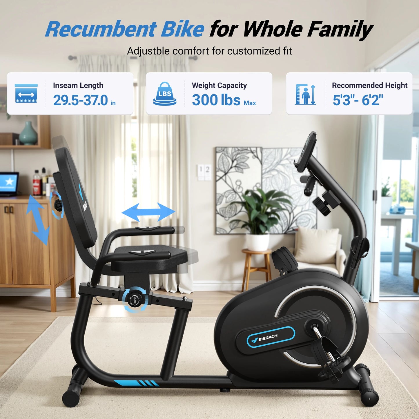 Merach Recumbent Exercise Bike With Smart Bluetooth And Heart Rate