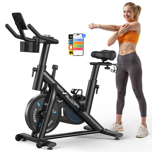 Merach Magnetic Stationary Exercise Bike With App