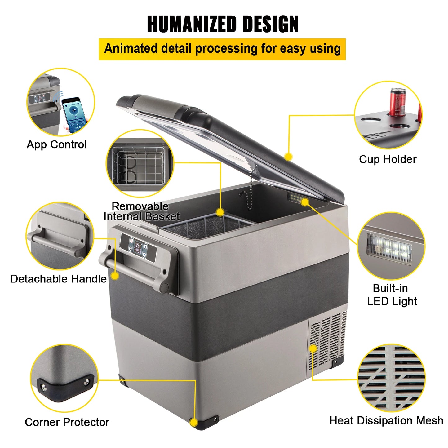 SucceBuy Portable Car Refrigerator 12V Compressor Cooler For Camping