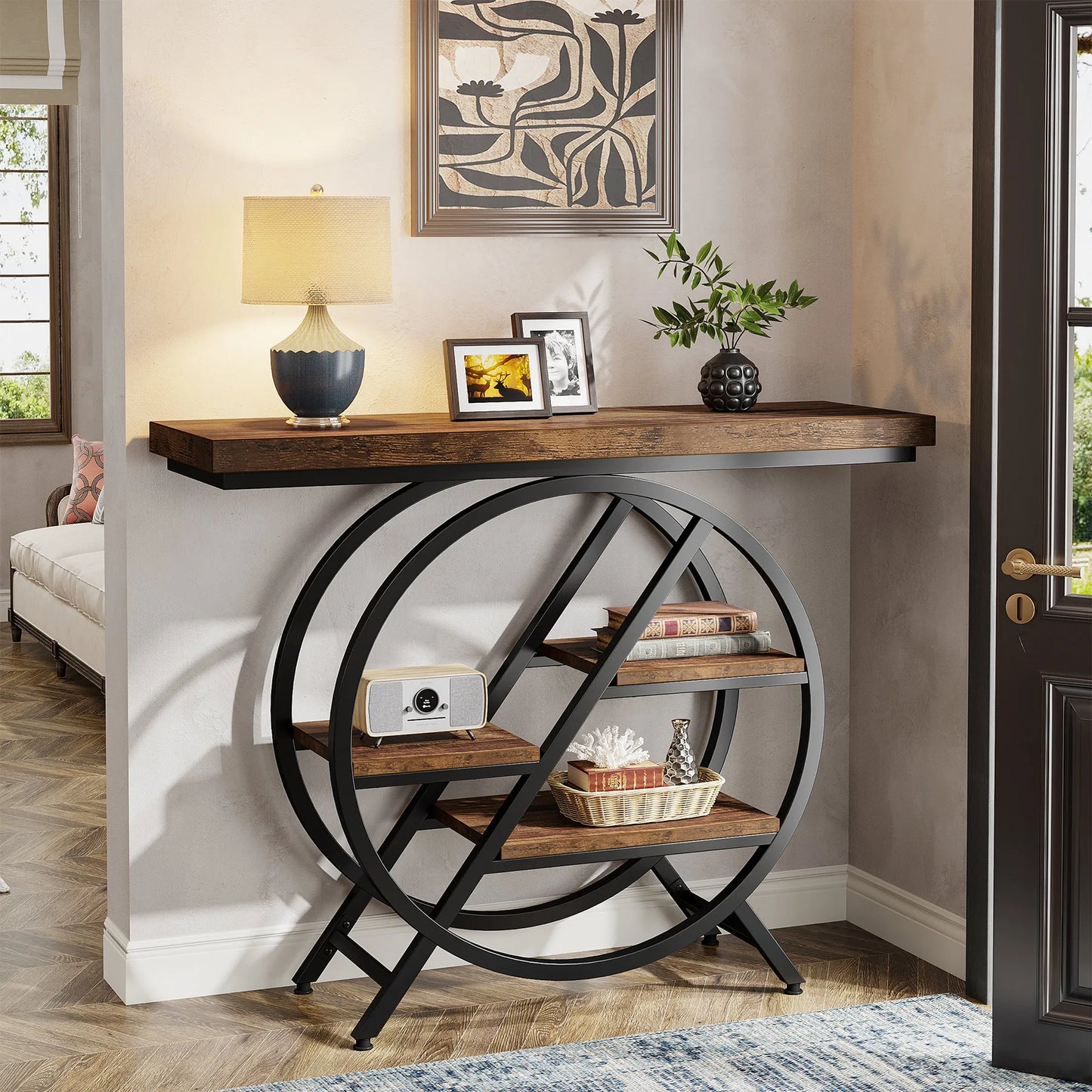 Tribesigns Console Table Industrial 4 Tier Narrow Entryway Sofa Table