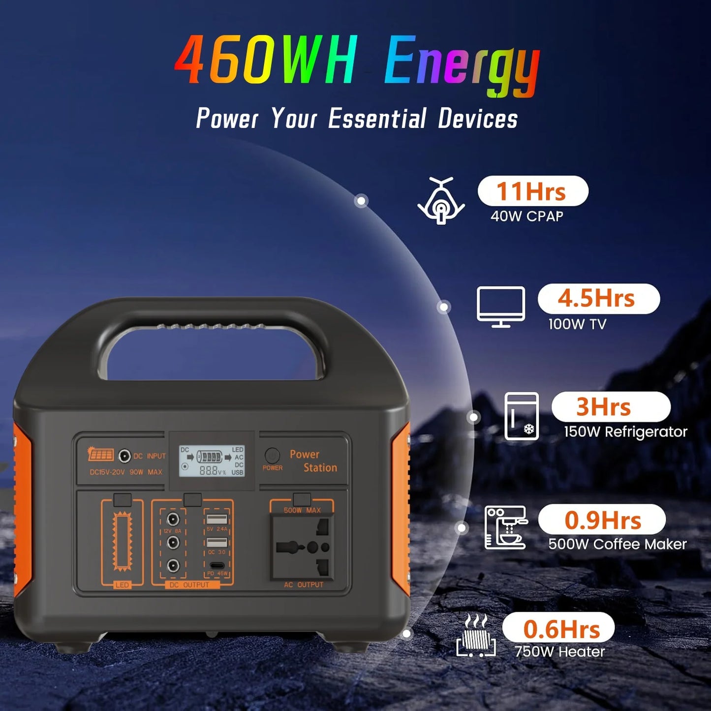 Jsdsolar Portable Solar Power Station 300W 500W LED Light