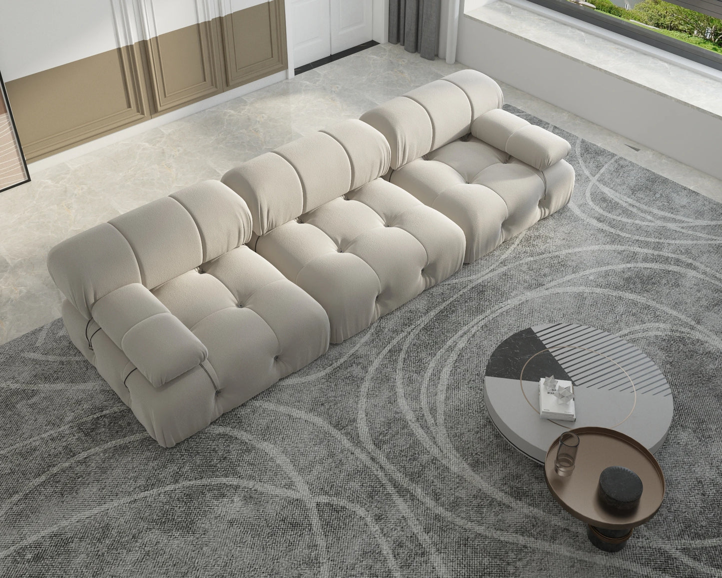 Sdorens Velvet Modular Sectional Sofa Set 3 Seats For Living Room