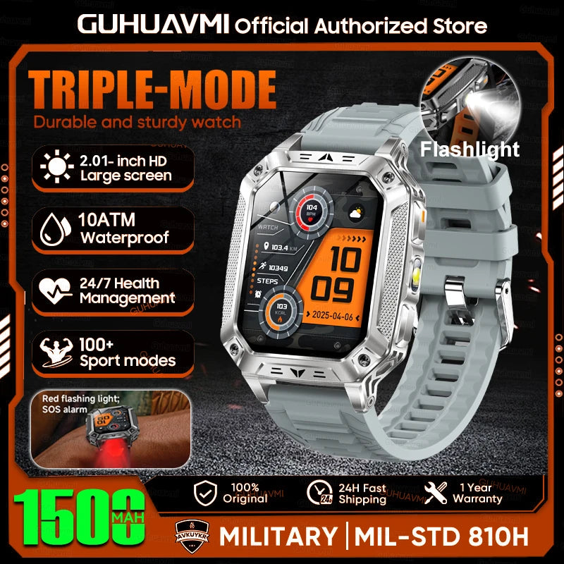 Military Grade Smart Watch With 1500mAh Battery And 100 Days Battery Life