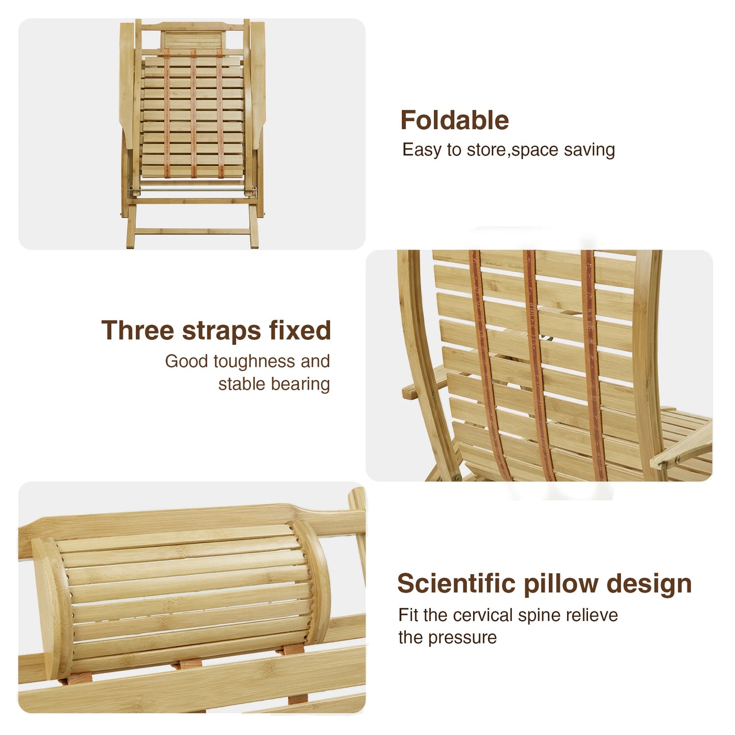 Folding Bamboo Rocking Chair for Indoor Outdoor Living