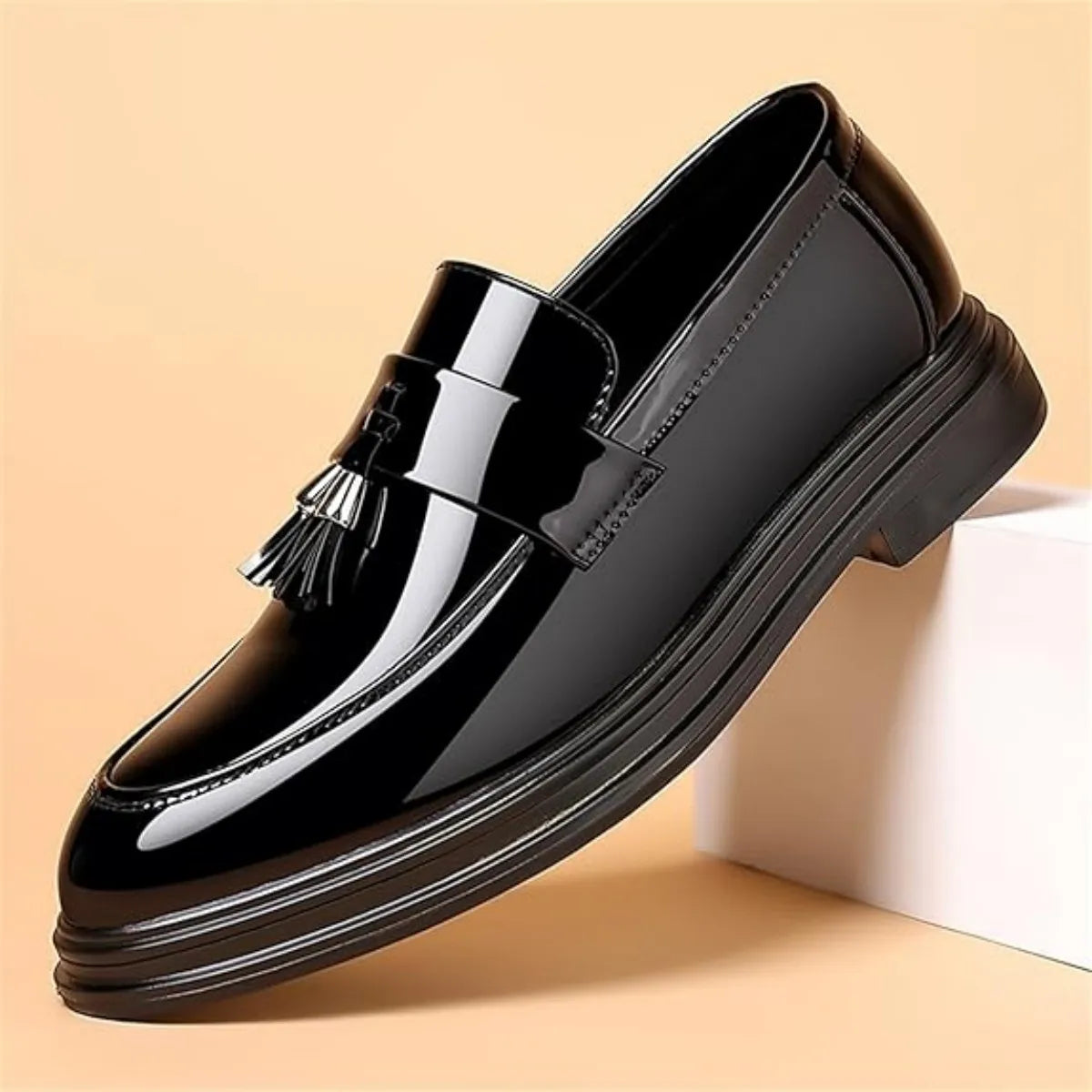 Men's Tassels Patent Penny Slip On Loafers For Formal Business