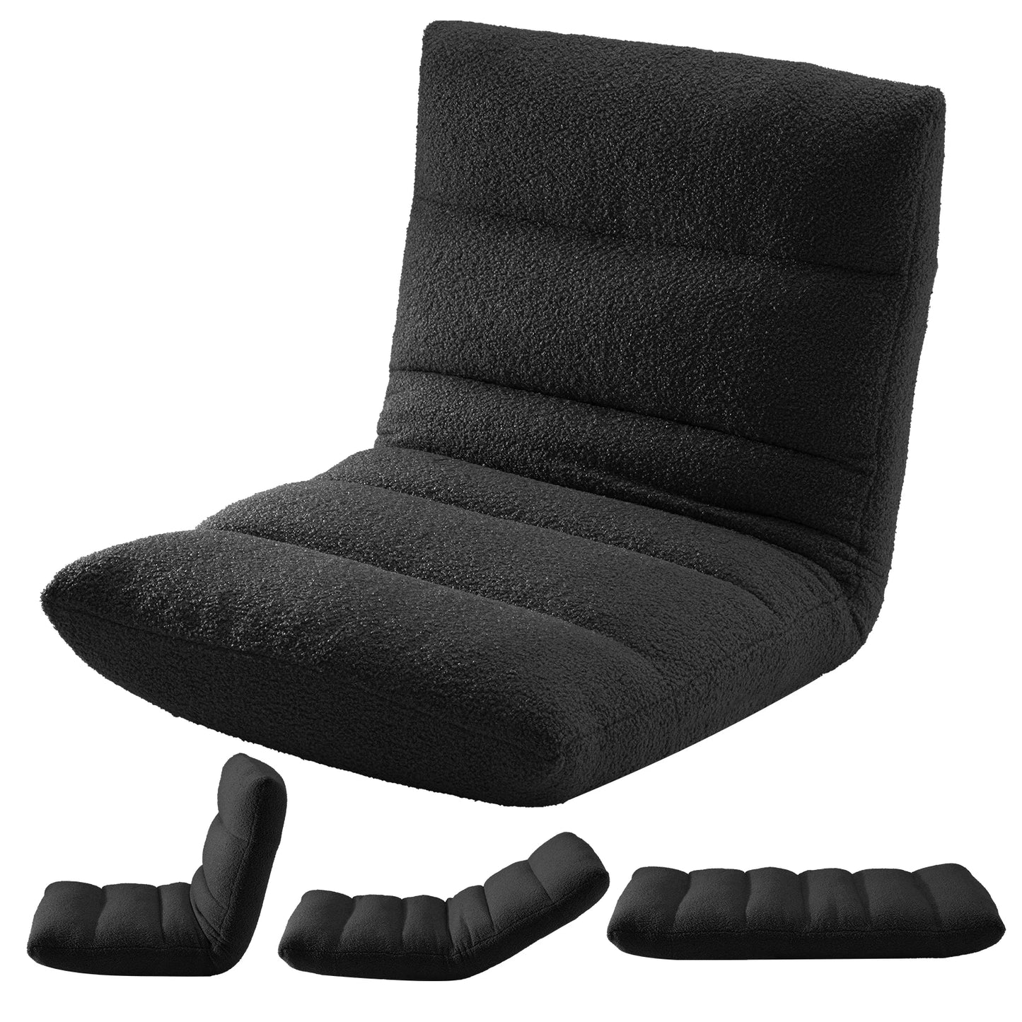 JHK Folding Floor Chair With Back Support And Velvet