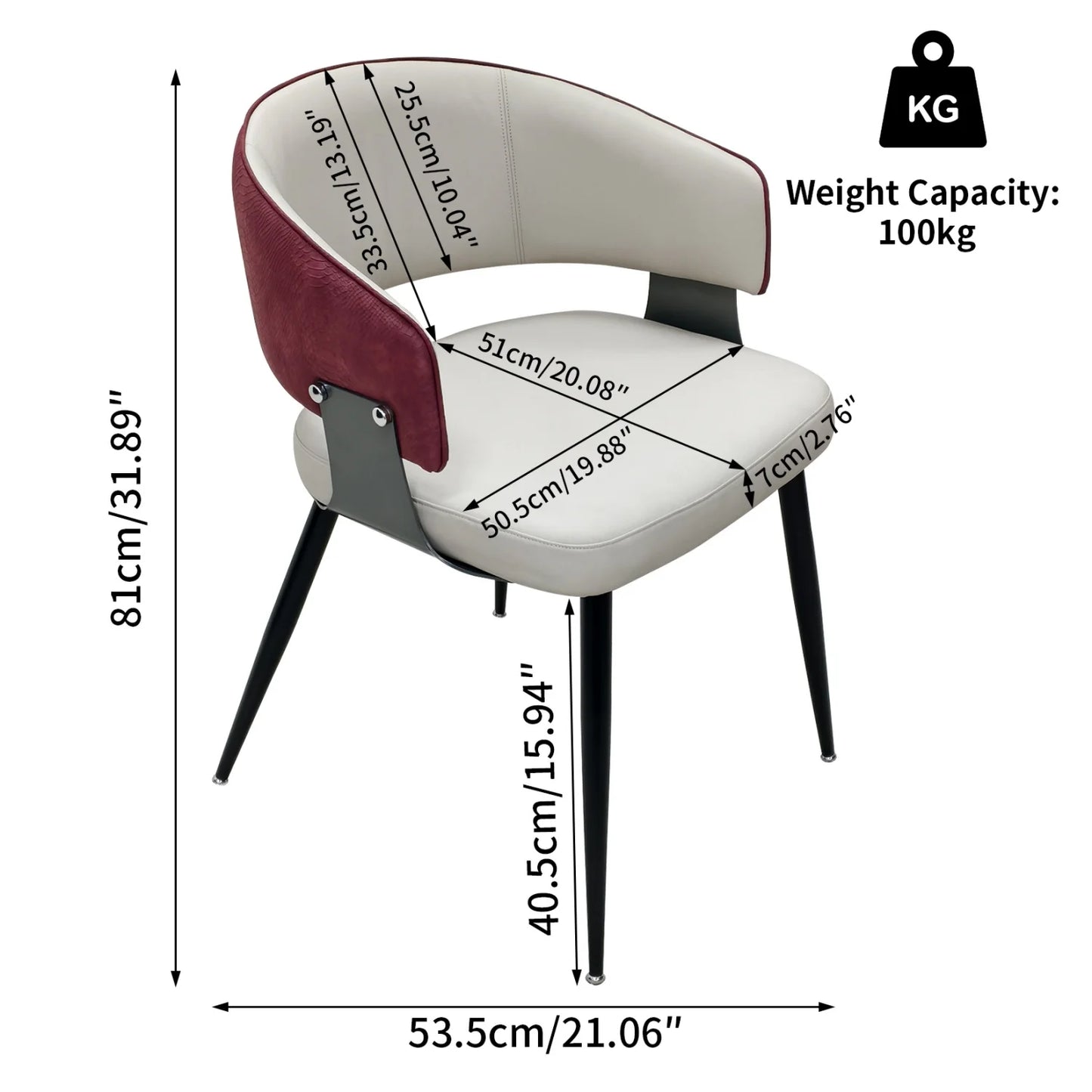 Modern Stylish Padded Dining Chair With Metal Frame