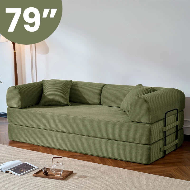 Modern Corduroy Folding Convertible Sofa Bed Sleeper