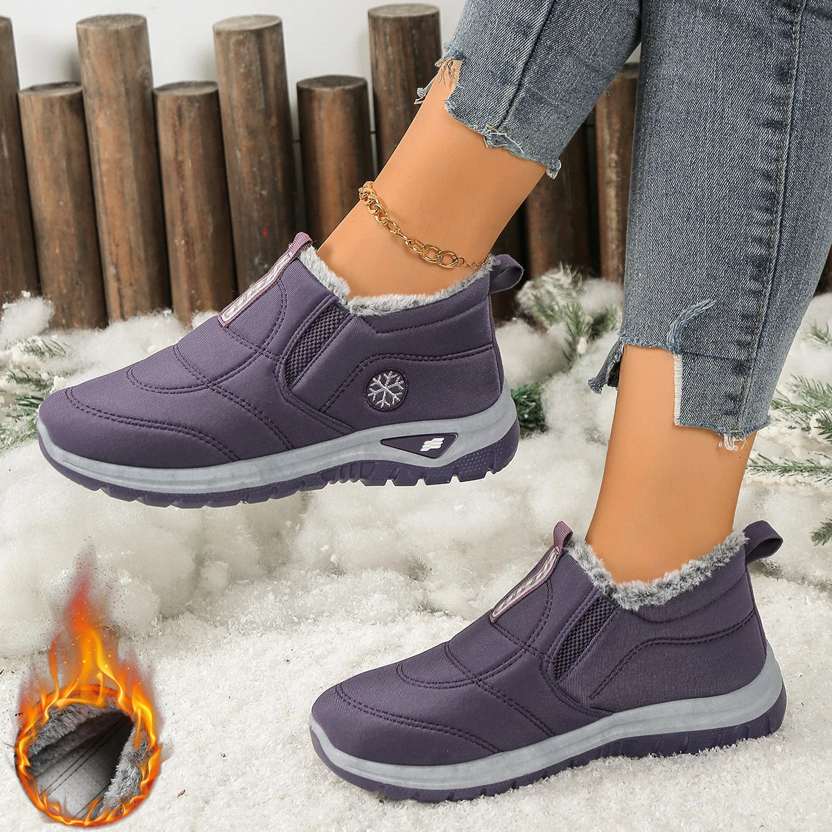 Women's Snow Boots With Fleece Lining For Warmth And Grip
