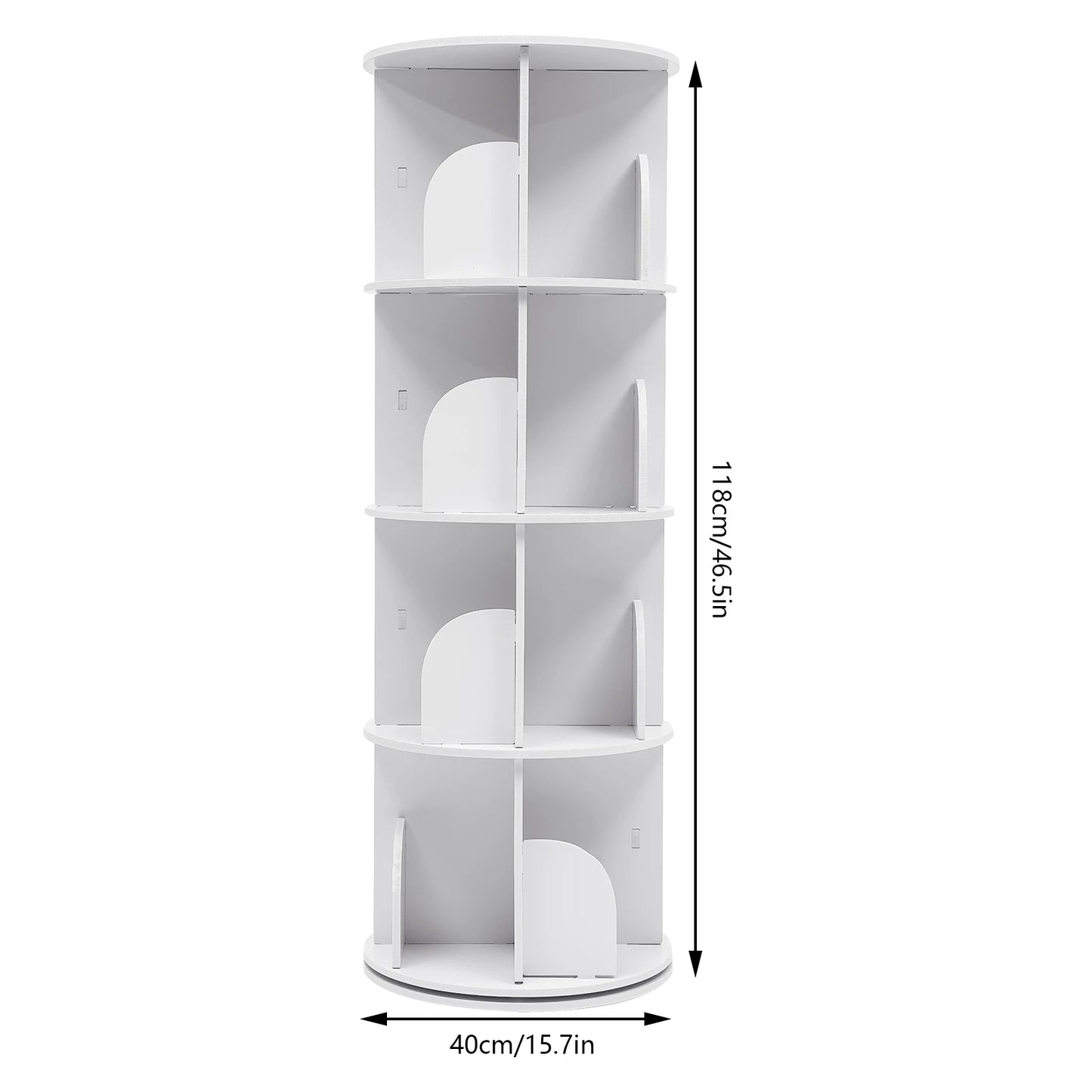 Rotatable Wooden Bookshelf Organizer 360 Degree Display Floor Standing