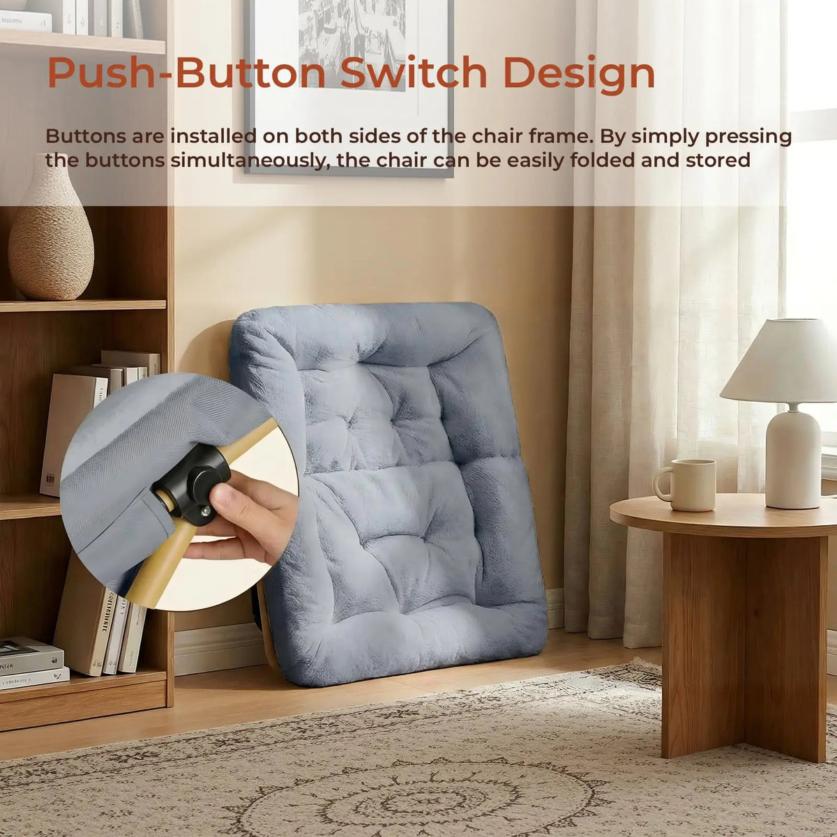 Comfy Saucer Chair with Ottoman,Foldable Lazy Chair Lounge Reading Chair for Adults,Moon Chair for Living Room, Bedroom, Dorms