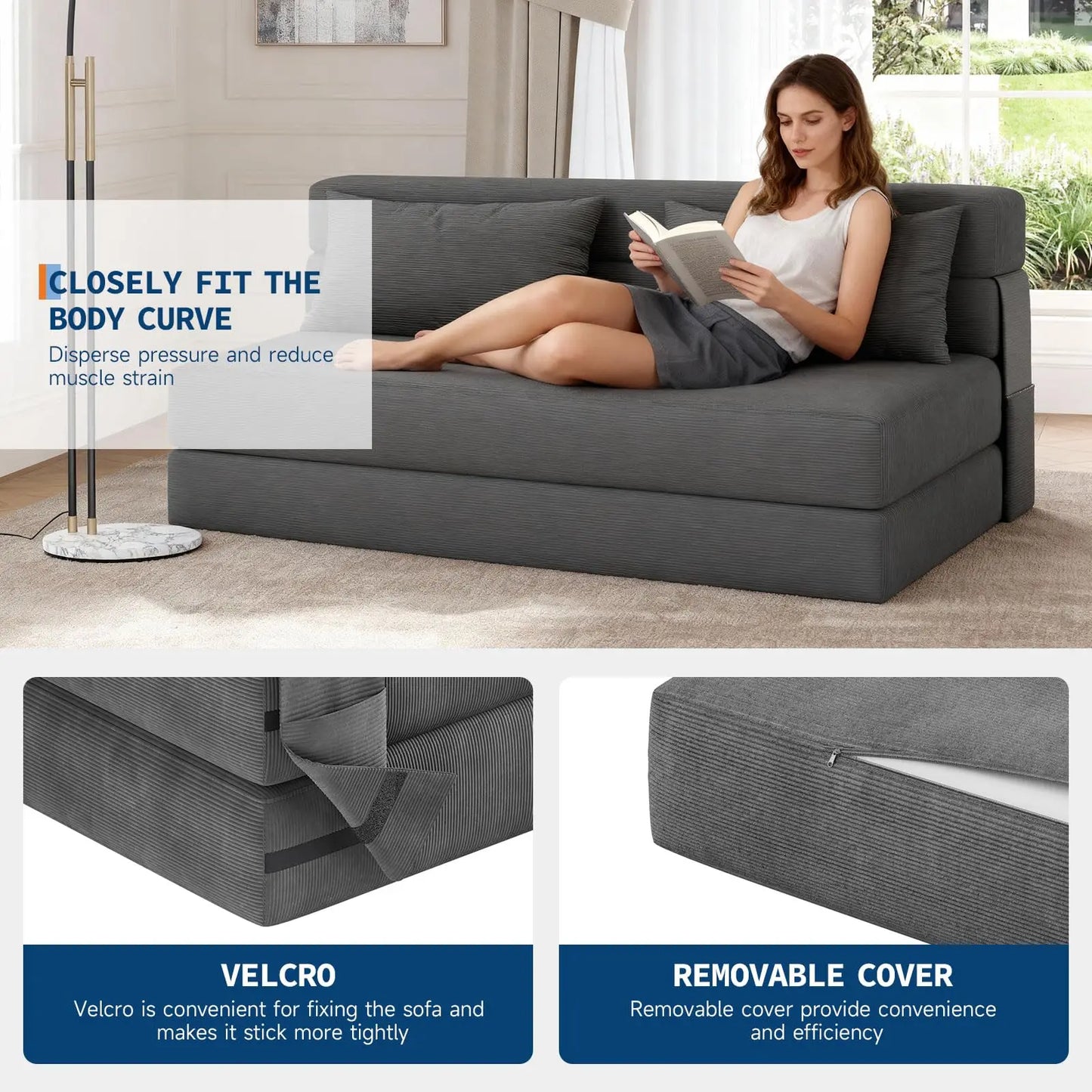 HobbyLane 4-In-1 Folding Sofa Bed Sleeper Loveseat Space-Saving