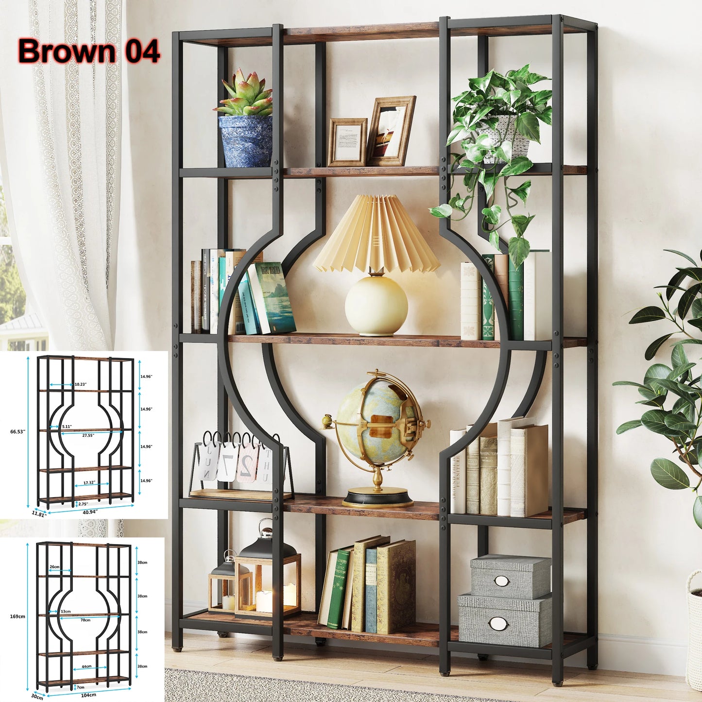 Tribesigns Industrial 5-Tier Etagere Bookcase Freestanding Shelf Organizer