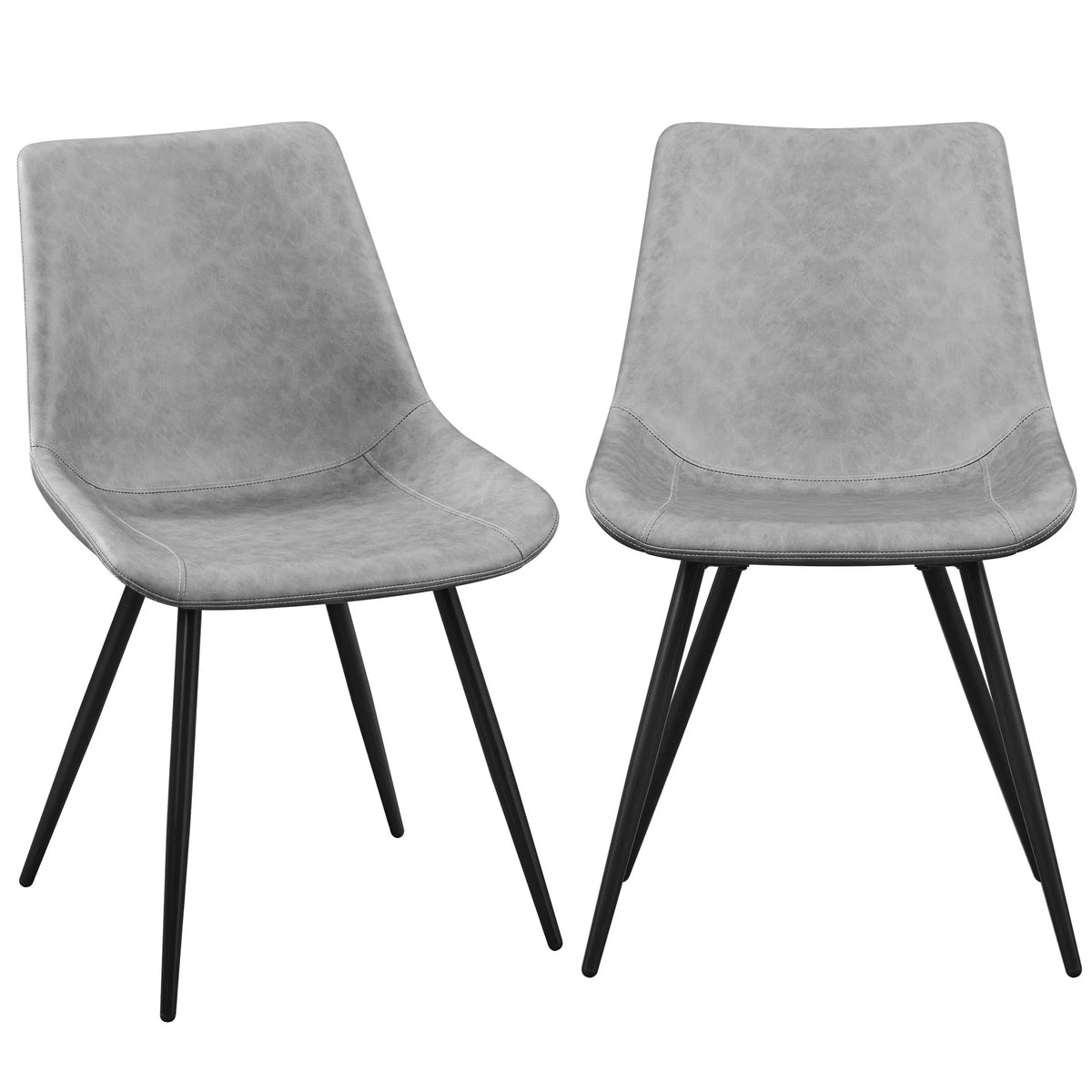 Modern Dining Chairs Set Of 2, Upholstered Faux Leather Kitchen Chairs With Metal Legs, Armless Side Chairs For Home, Dining Room, Gray