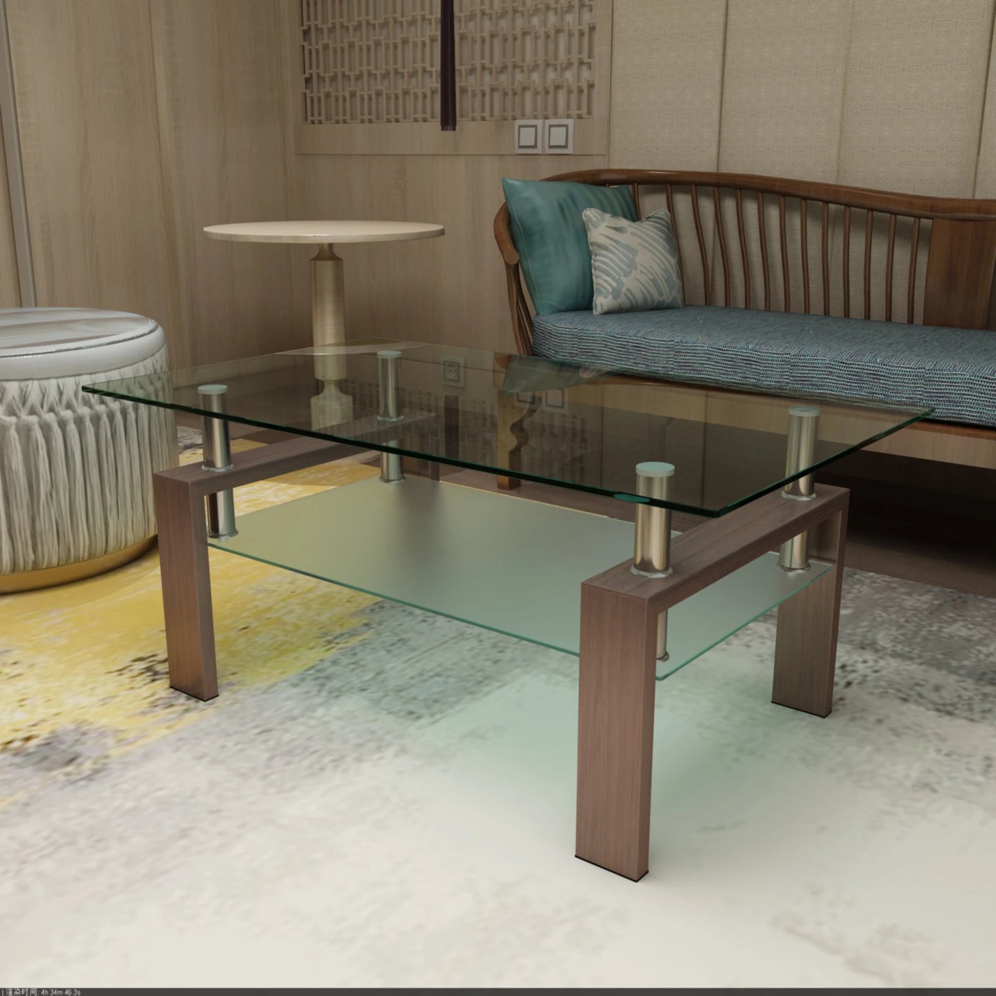 Rectangle Glass Coffee Table Modern Minimalist Table For Living Room